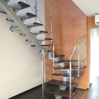 лестница на монокосоуре  со стеклянным ограждением FL1 NEW INOX & Glass Piemmescale